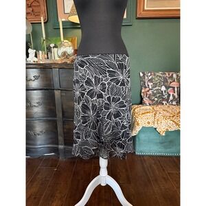 Connected‎ Petite Black White Floral Layered Midi Skirt Size 8P